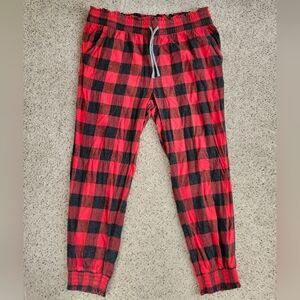 Aerie Red Plaid Pajama Joggers